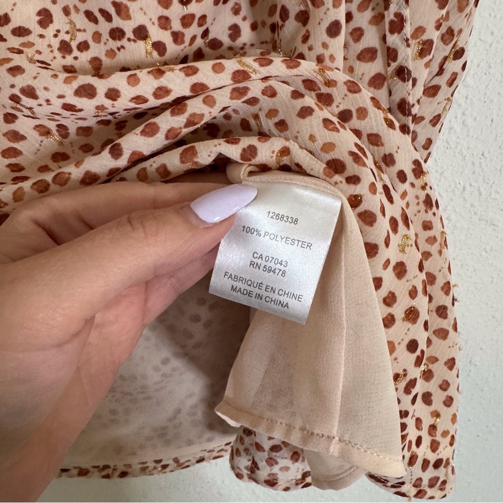 Joie Flutter Sleeve Polka Dot Split Neck Blouse - image 3